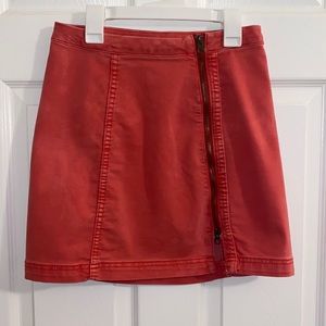 Free People denim zip-up skirt